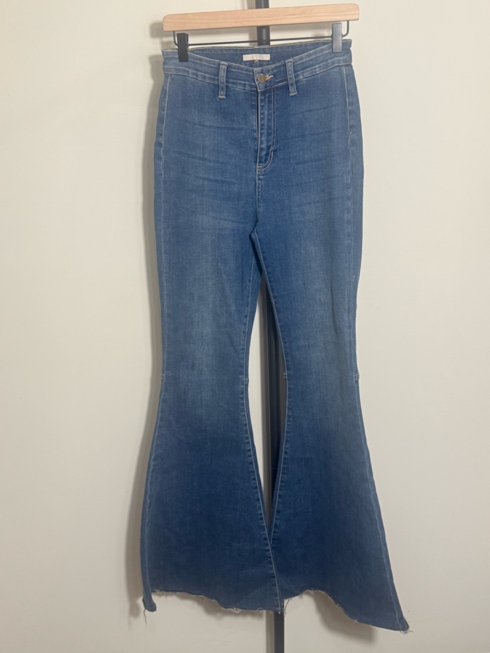 VTG Retro Flare Bell Bottom Jeans Stretch High Rise 28 Medium Wash Denim